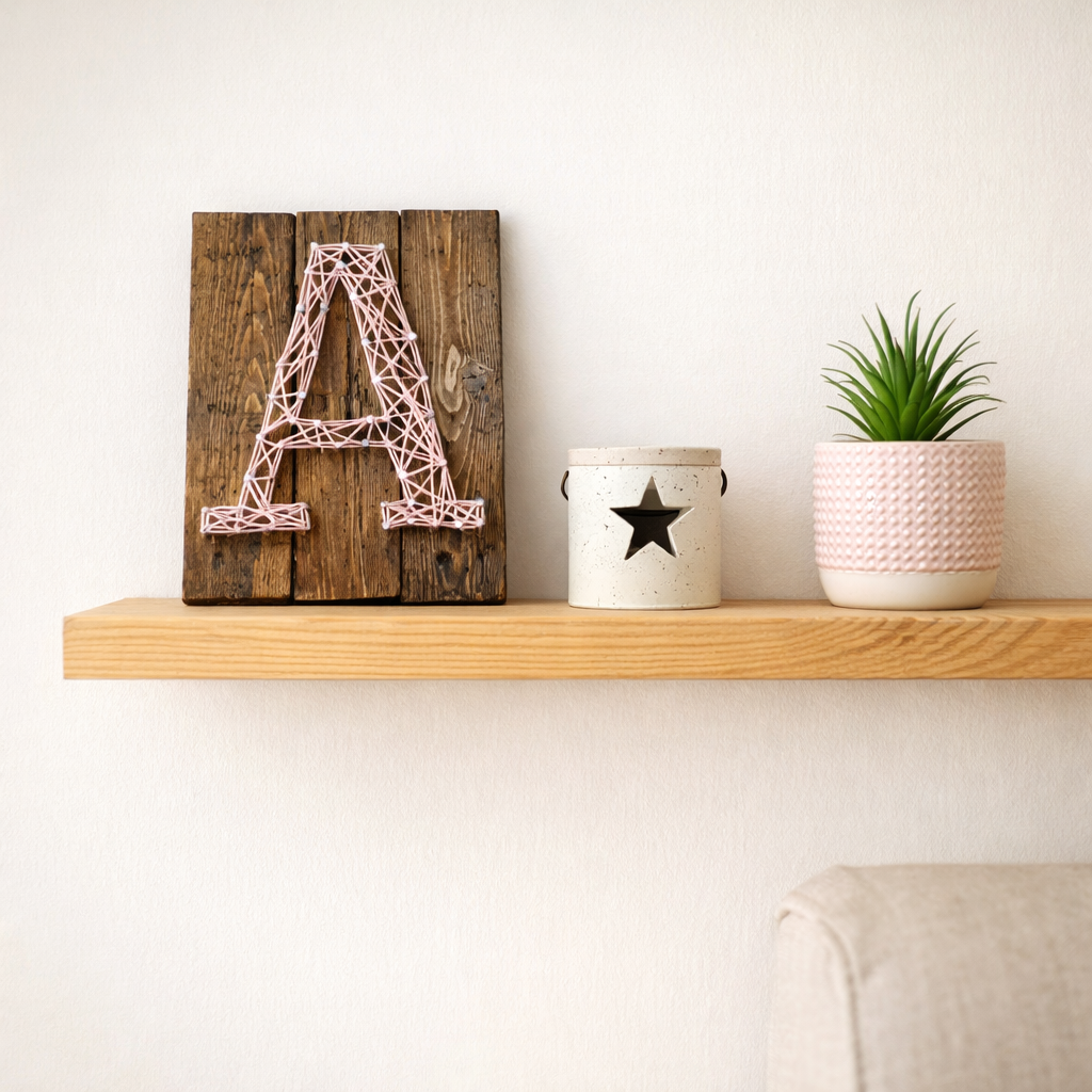 Rustic floating shelf by jayjacksonfurniture mounted on wall, showcasing natural wood grain and minimalist design.