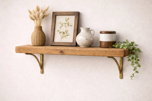 Solid Brass Bracket Rustic Shelf - jayjacksonfurniture